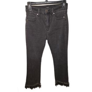 Forever 21 Women's Faded Black Jeans With Silver Beads At Frayed Bottom Sz 26